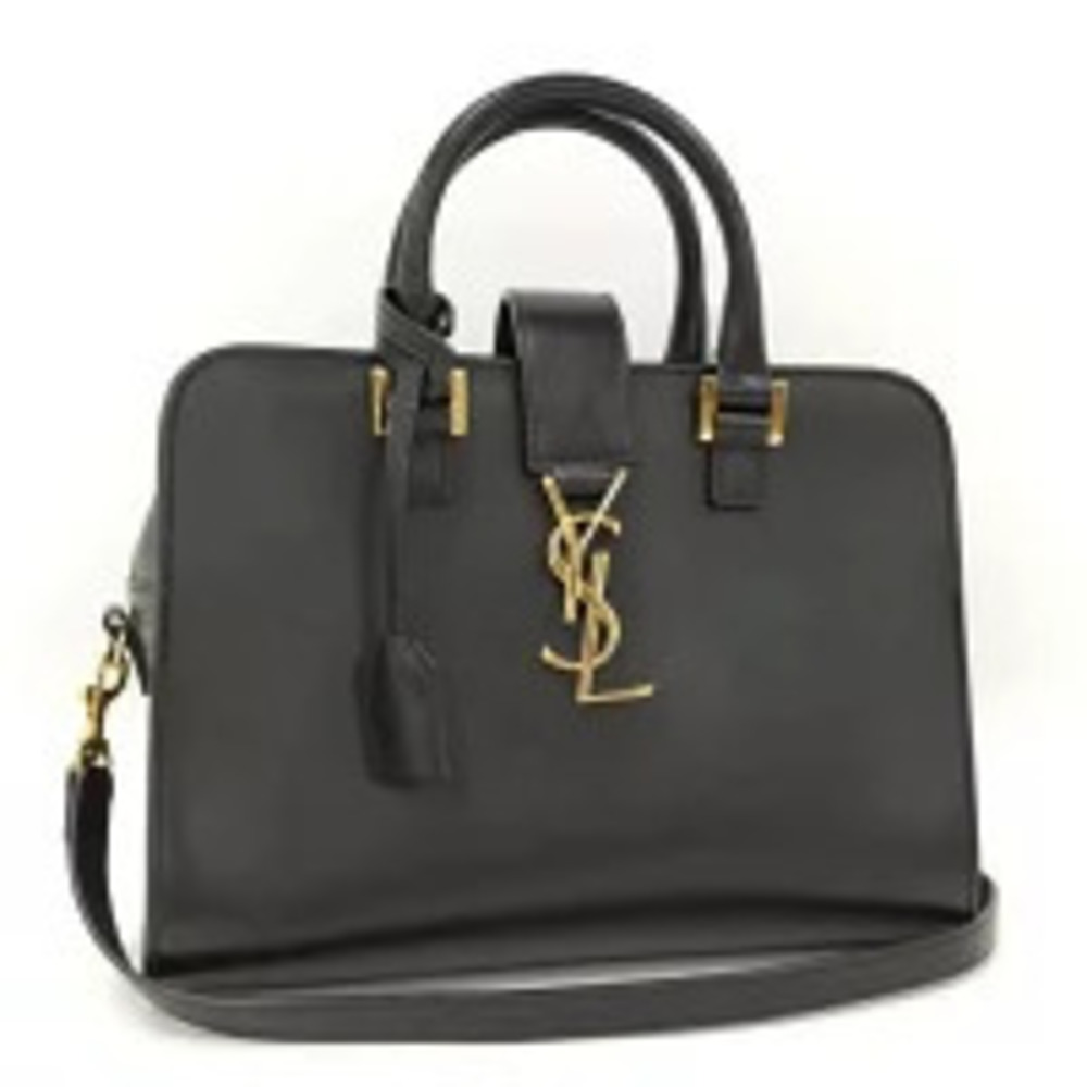 SAINT LAURENT Baby Cabas Handbag Leather Black